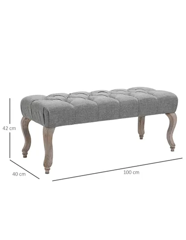 HOMCOM Tufted Upholstered Accent Bench Window Seat Bed End Stool Fabric Ottoman for Living Room, Bedroom, Hallway