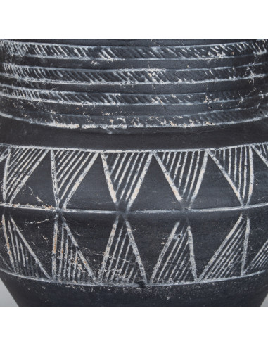 High-quality metal and wood construction of Hill Interiors SKU 24629 Etched Collection Pot With Handle, detailed view for UK cu