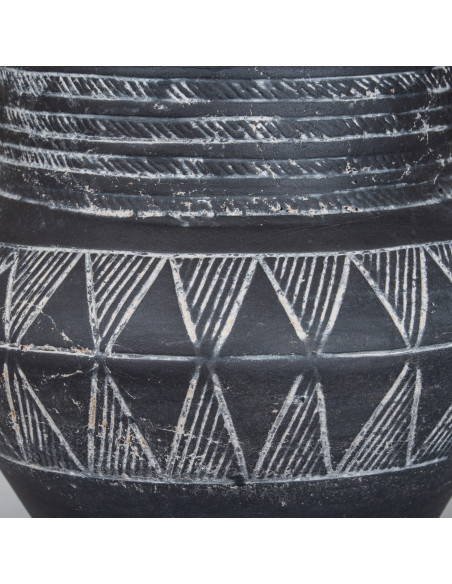 High-quality metal and wood construction of Hill Interiors SKU 24629 Etched Collection Pot With Handle, detailed view for UK cu