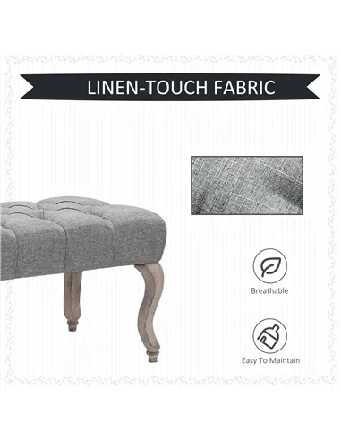 HOMCOM Tufted Upholstered Accent Bench Window Seat Bed End Stool Fabric Ottoman for Living Room, Bedroom, Hallway