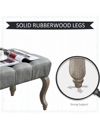 HOMCOM Tufted Upholstered Accent Bench Window Seat Bed End Stool Fabric Ottoman for Living Room, Bedroom, Hallway