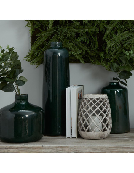 Affordable industrial style furniture Hill Interiors Garda Emerald Glazed Liv Vase 21766 for modern home decor, free shipping o