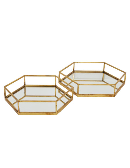 Hill Interiors Gold Hexagon Set Of Two Trays 22489 - Authentic Hill Interiors furniture directly from FastDaddy UK. Exclusive c