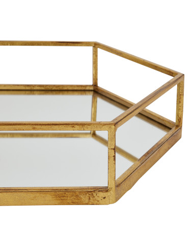 Affordable industrial style furniture Hill Interiors Gold Hexagon Set Of Two Trays 22489 for modern home decor, free shipping o