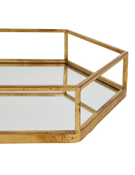 Affordable industrial style furniture Hill Interiors Gold Hexagon Set Of Two Trays 22489 for modern home decor, free shipping o