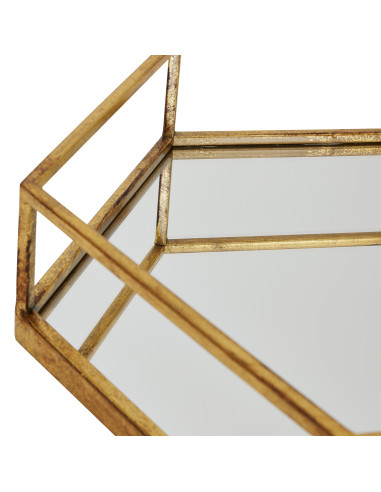 High-quality metal and wood construction of Hill Interiors SKU 22489 Gold Hexagon Set Of Two Trays, detailed view for UK custom