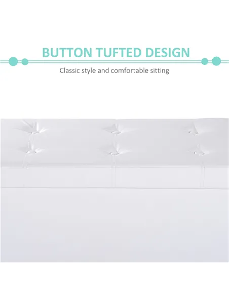 HOMCOM Folding Faux Leather Storage Cube Ottoman Bench Seat PU Rectangular Footrest Stool Box (Cream White)