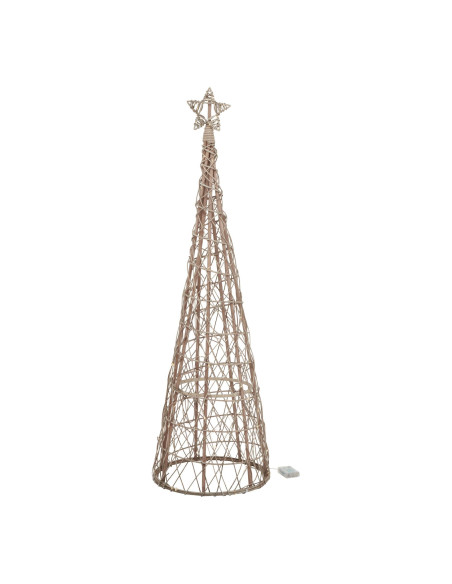 High-quality metal and wood construction of Hill Interiors SKU 23593 Large LED Wicker Christmas Tree With Star, detailed view f