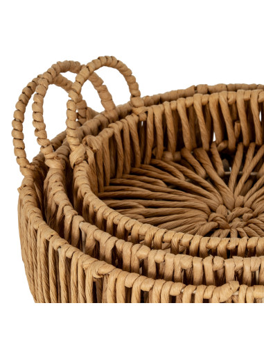 Affordable industrial style furniture Hill Interiors Large Loop Handle Set of 3 Round Trays 24352 for modern home decor, free s