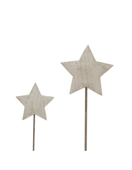High-quality metal and wood construction of Hill Interiors SKU 24036 Large Whitewashed Rustic Star On Stand, detailed view for