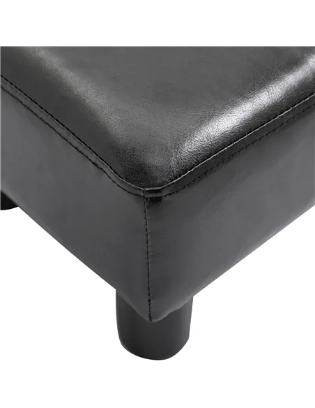 HOMCOM Faux Leather Footstool, Small Foot Rest, Rectangle Sofa Stool for Bedroom Living Room, Black
