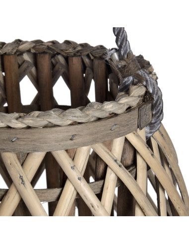 Affordable industrial style furniture Hill Interiors Large Wicker Bulbous Lantern 18726 for modern home decor, free shipping op