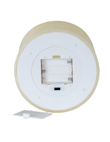 High-quality metal and wood construction of Hill Interiors SKU 23032 Luxe Collection Melt Effect 3x6 Taupe LED Wax Candle, deta