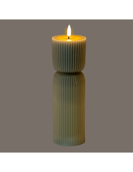 Buy Hill Interiors 24277 Luxe Collection Natural Glow 2.75x10 Grey Carved LED Candle online in UK with fast delivery from FastD