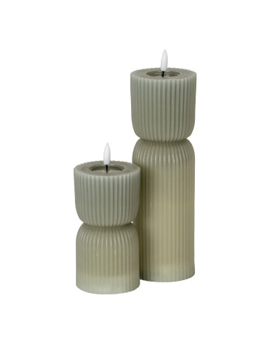 Affordable industrial style furniture Hill Interiors Luxe Collection Natural Glow 2.75x10 Grey Carved LED Candle 24277 for mode