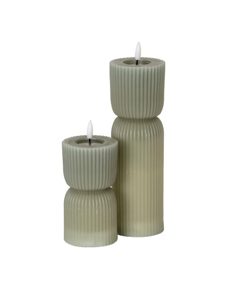 Affordable industrial style furniture Hill Interiors Luxe Collection Natural Glow 2.75x10 Grey Carved LED Candle 24277 for mode