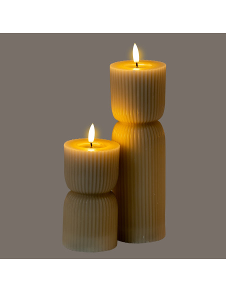 High-quality metal and wood construction of Hill Interiors SKU 24279 Luxe Collection Natural Glow 2.75x10 Stone Carved LED Cand