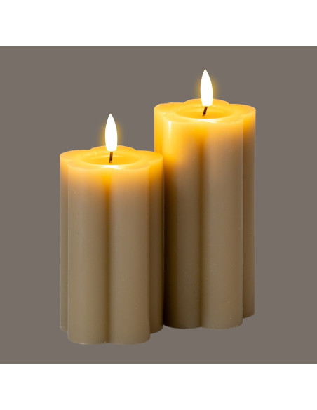 High-quality metal and wood construction of Hill Interiors SKU 24274 Luxe Collection Natural Glow 2.75x5 Stone LED Candle, deta