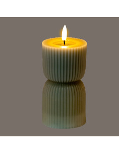 Hill Interiors Luxe Collection Natural Glow 2.75x6 Grey Carved LED Candle 24276 - Authentic Hill Interiors furniture directly f 2