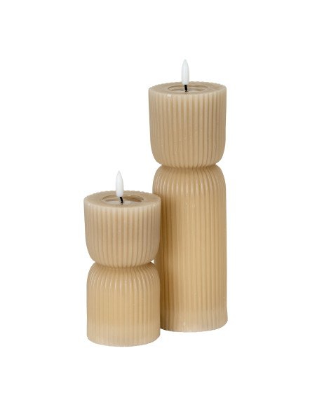 Affordable industrial style furniture Hill Interiors Luxe Collection Natural Glow 2.75x6 Stone Carved LED Candle 24278 for mode