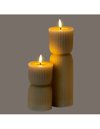 High-quality metal and wood construction of Hill Interiors SKU 24278 Luxe Collection Natural Glow 2.75x6 Stone Carved LED Candl