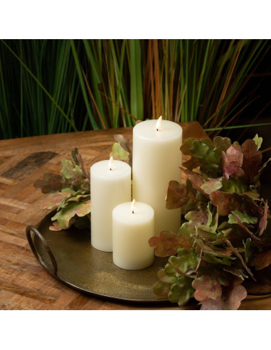 High-quality metal and wood construction of Hill Interiors SKU 19997 Luxe Collection Natural Glow 3.5 x 9 LED Cream Wax Candle,