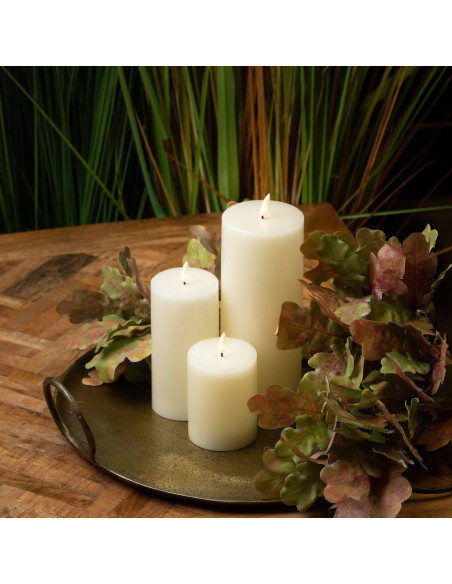 High-quality metal and wood construction of Hill Interiors SKU 19997 Luxe Collection Natural Glow 3.5 x 9 LED Cream Wax Candle,