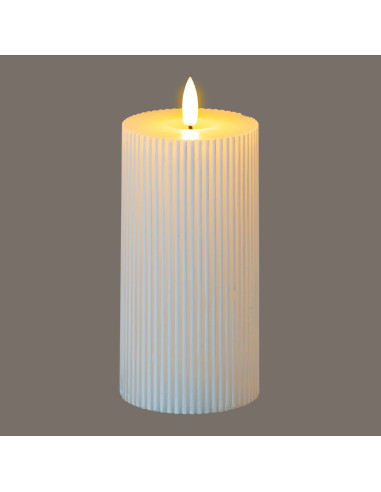 Buy Hill Interiors 20871 Luxe Collection Natural Glow 3x6 Textured Ribbed LED Candle online in UK with fast delivery from FastD