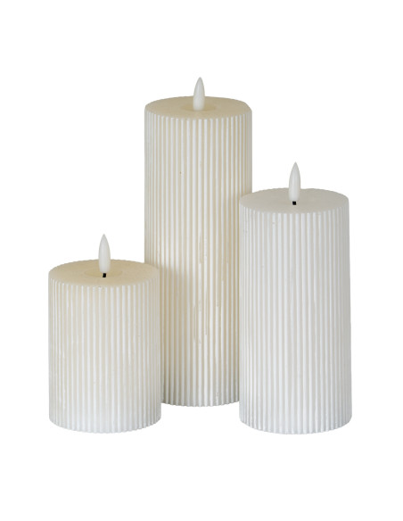 Affordable industrial style furniture Hill Interiors Luxe Collection Natural Glow 3x6 Textured Ribbed LED Candle 20871 for mode