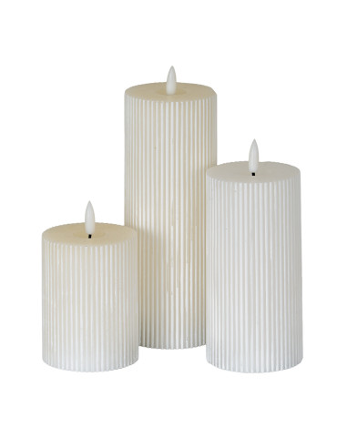 Affordable industrial style furniture Hill Interiors Luxe Collection Natural Glow 3x8 Textured Ribbed LED Candle 20872 for mode