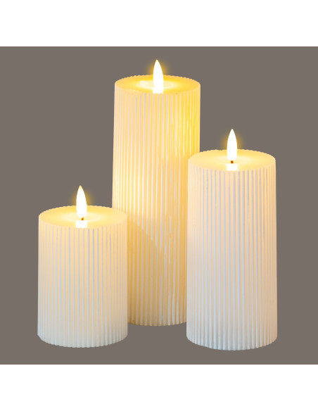 High-quality metal and wood construction of Hill Interiors SKU 20872 Luxe Collection Natural Glow 3x8 Textured Ribbed LED Candl