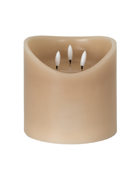 Hill Interiors Luxe Collection Natural Glow 6x6 Taupe Melted LED Candle 24270 - Authentic Hill Interiors furniture directly fro