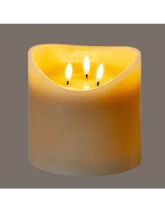 Hill Interiors Luxe Collection Natural Glow 6x6 Taupe Melted LED Candle 24270 - Authentic Hill Interiors furniture directly fro 2