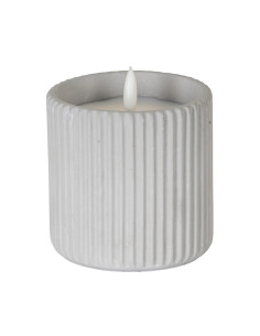Hill Interiors Luxe Collection Natural Glow Chalk Ribbed Large Led Candle 24233 - Authentic Hill Interiors furniture directly f