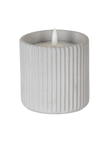 Hill Interiors Luxe Collection Natural Glow Chalk Ribbed Large Led Candle 24233 - Authentic Hill Interiors furniture directly f