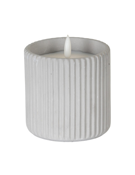 Hill Interiors Luxe Collection Natural Glow Chalk Ribbed Large Led Candle 24233 - Authentic Hill Interiors furniture directly f