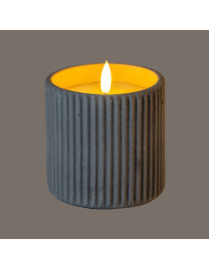 Hill Interiors Luxe Collection Natural Glow Chalk Ribbed Large Led Candle 24233 - Authentic Hill Interiors furniture directly f 2