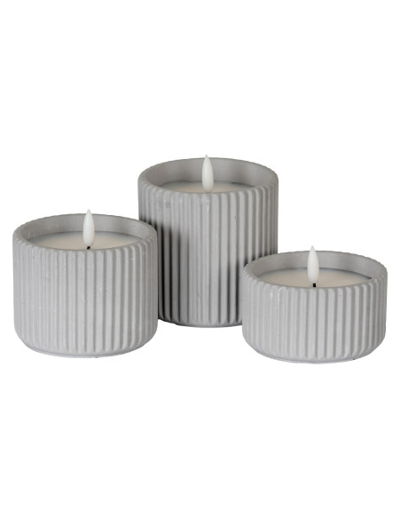 Affordable industrial style furniture Hill Interiors Luxe Collection Natural Glow Chalk Ribbed Large Led Candle 24233 for moder