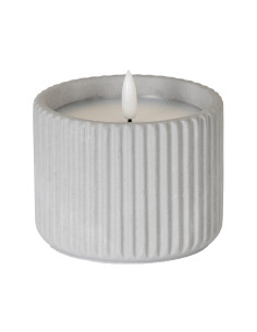 Hill Interiors Luxe Collection Natural Glow Chalk Ribbed Medium Led Candle 24232 - Authentic Hill Interiors furniture directly