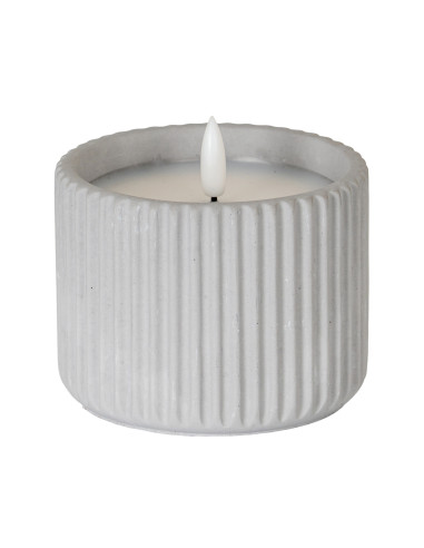 Hill Interiors Luxe Collection Natural Glow Chalk Ribbed Medium Led Candle 24232 - Authentic Hill Interiors furniture directly
