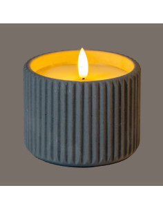 Hill Interiors Luxe Collection Natural Glow Chalk Ribbed Medium Led Candle 24232 - Authentic Hill Interiors furniture directly 2