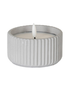 Hill Interiors Luxe Collection Natural Glow Chalk Ribbed Small Led Candle 24231 - Authentic Hill Interiors furniture directly f