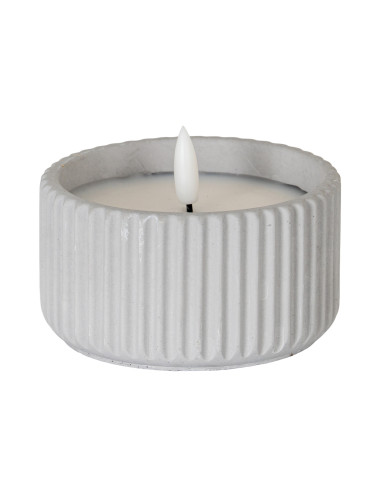 Hill Interiors Luxe Collection Natural Glow Chalk Ribbed Small Led Candle 24231 - Authentic Hill Interiors furniture directly f