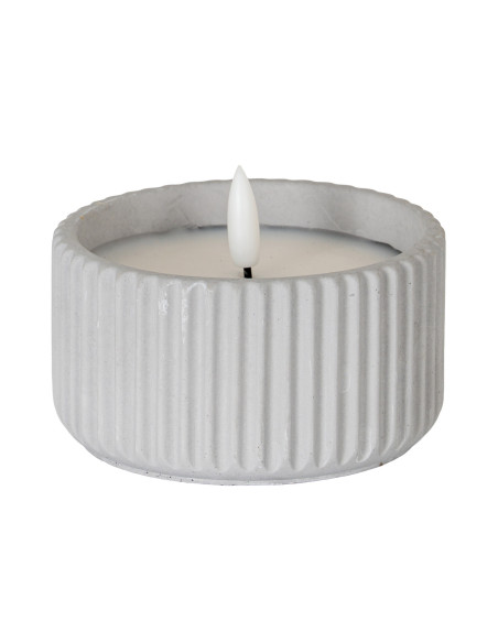 Hill Interiors Luxe Collection Natural Glow Chalk Ribbed Small Led Candle 24231 - Authentic Hill Interiors furniture directly f