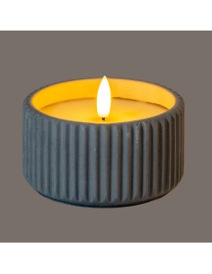 Hill Interiors Luxe Collection Natural Glow Chalk Ribbed Small Led Candle 24231 - Authentic Hill Interiors furniture directly f 2