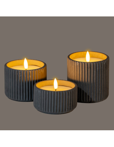 High-quality metal and wood construction of Hill Interiors SKU 24231 Luxe Collection Natural Glow Chalk Ribbed Small Led Candle