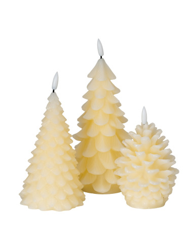 Full dimensions and specifications of Hill Interiors Luxe Collection Natural Glow Cream Tree LED Wax Candle 24253: Height 13.40