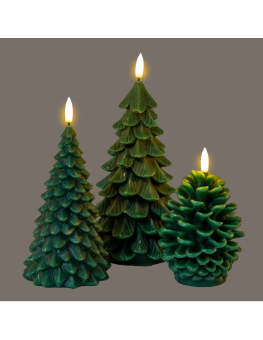 High-quality metal and wood construction of Hill Interiors SKU 24251 Luxe Collection Natural Glow Green Pinecone LED Wax Candle