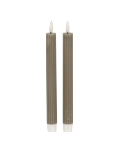 Hill Interiors Luxe Collection Natural Glow Grey  Ribbed Taper Candles 24242 - Authentic Hill Interiors furniture directly from