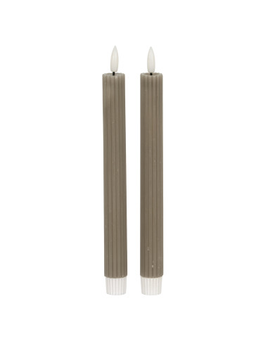 Hill Interiors Luxe Collection Natural Glow Grey  Ribbed Taper Candles 24242 - Authentic Hill Interiors furniture directly from